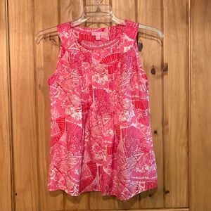 LILY PULITZER SILK PINK/WHITE TOP Sz S